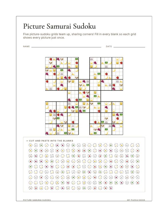 A Picture Samurai Sudoku page produced by Build Puzzle Books.