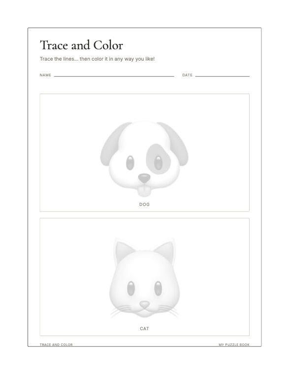 A Trace and Color page produced by Build Puzzle Books.